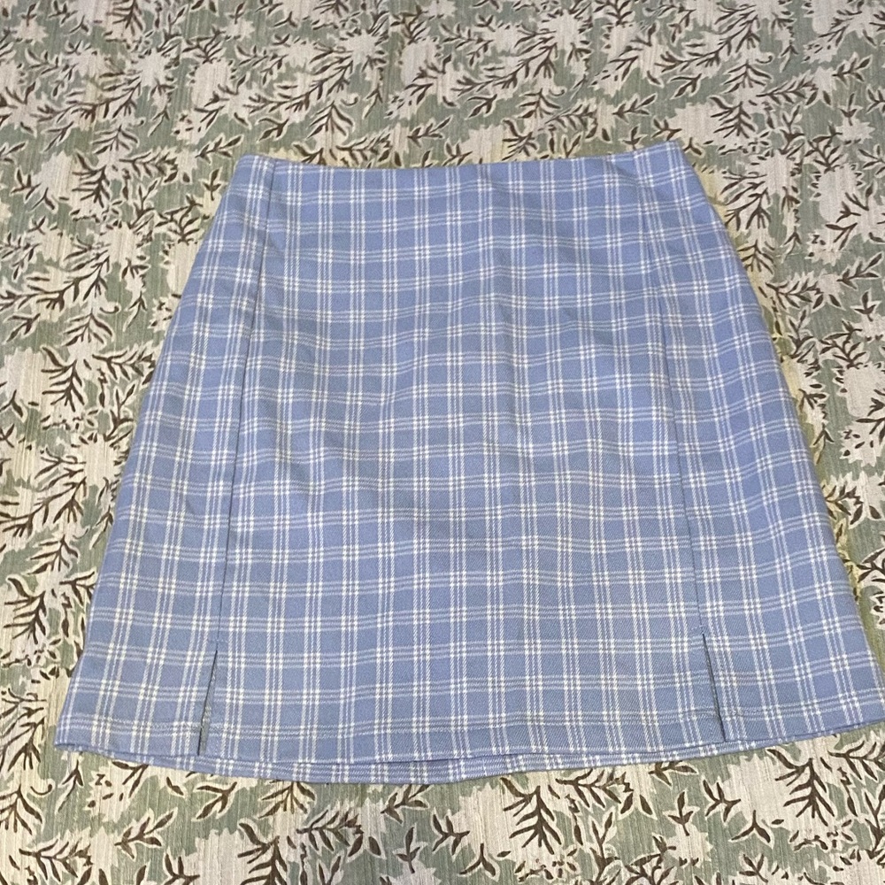 PacSun baby blue plaid skirt